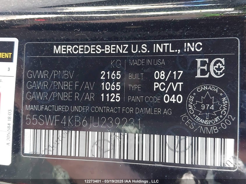 55SWF4KB6JU239231 2018 MERCEDES-BENZ C-KLASSE photo no. 9
