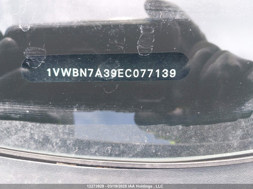 2014 Volkswagen Passat Se VIN: 1VWBN7A39EC077139 Lot: 12273929