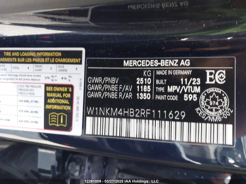 Auction sale of the 2024 Mercedes Benz GLC 300 , vin: W1NKM4HB2RF111629, lot number: 12281009