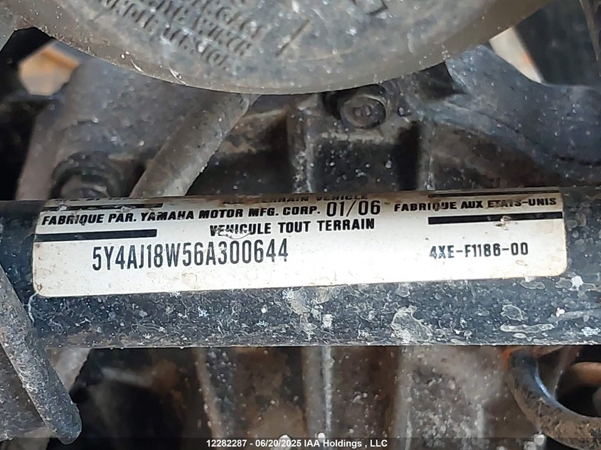 2006 Yamaha Yfm450 Kodial Eps VIN: 5Y4AJ18W56A300644 Lot: 12282287