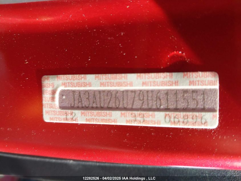 2009 Mitsubishi Lancer Se/Gt VIN: JA3AU26U79U611551 Lot: 12282526