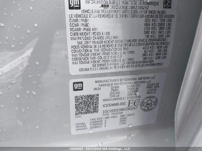1GCUDEED8RZ365257 2024 CHEVROLET SILVERADO photo no. 9