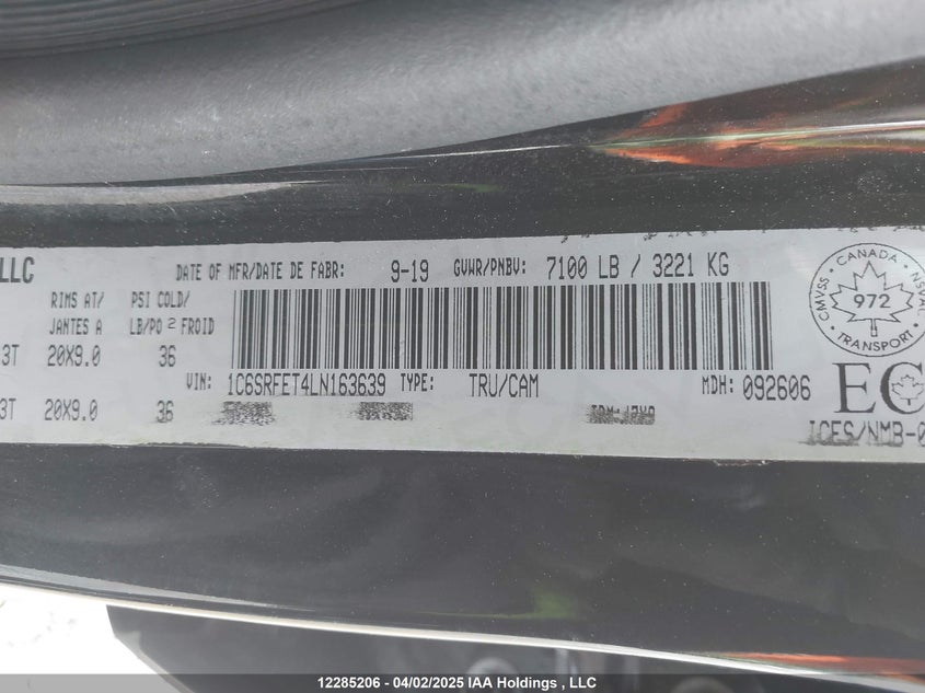 1C6SRFET4LN163639 2020 RAM 1500 photo no. 9