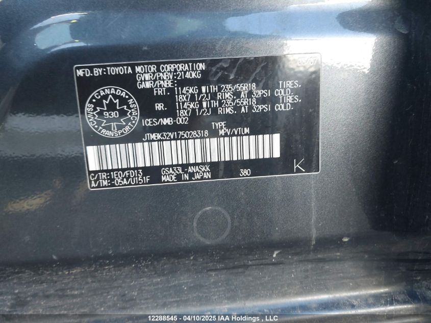 2007 Toyota Rav4 Sport VIN: JTMBK32V175028318 Lot: 12288545