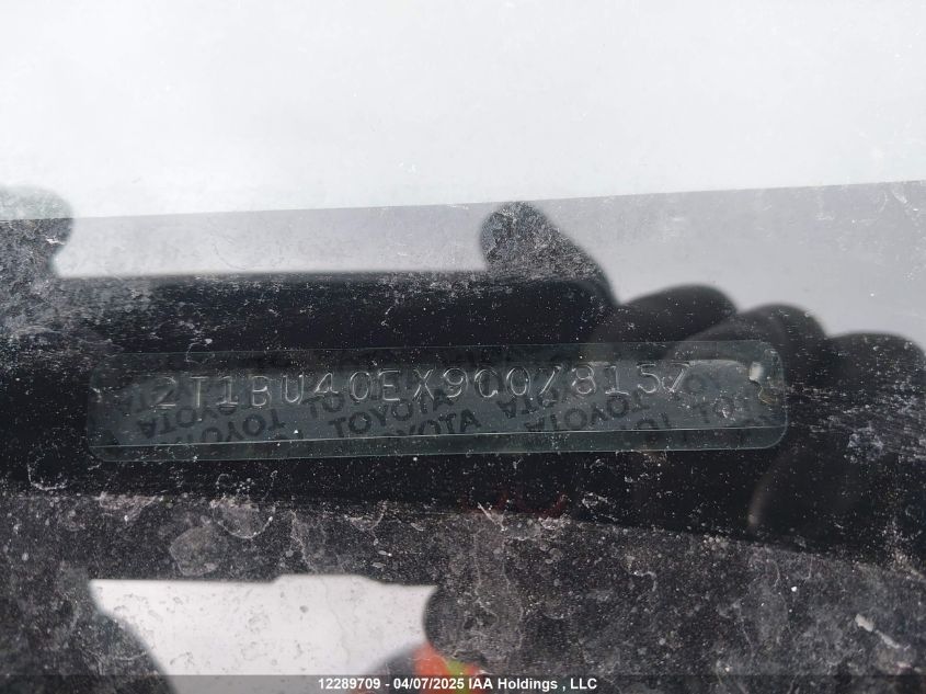 2009 Toyota Corolla Le VIN: 2T1BU40EX9C078157 Lot: 12289709