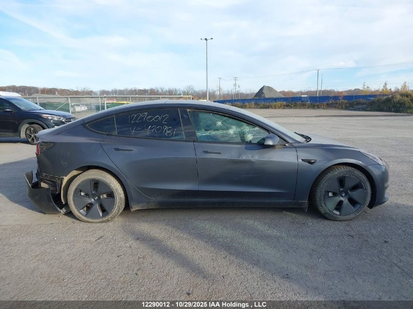 2023 Tesla Model 3 Rwd VIN: 5YJ3E1EAXPF420981 Lot: 12290012