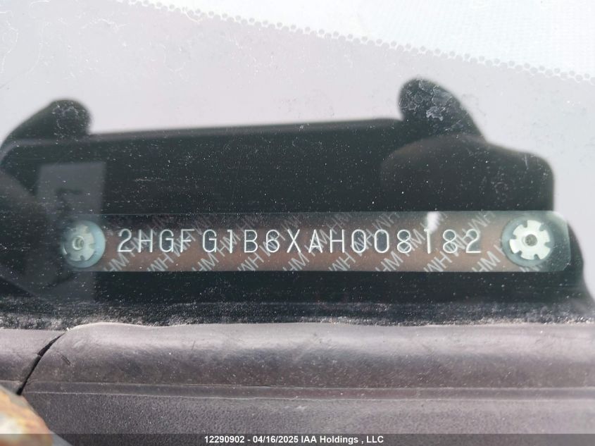 2010 Honda Civic Cpe VIN: 2HGFG1B6XAH008182 Lot: 12290902