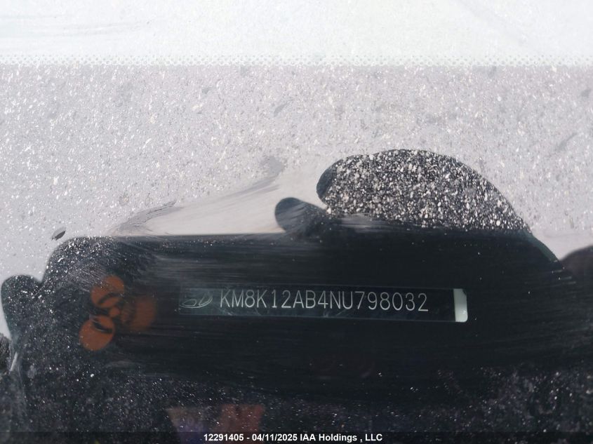 2022 Hyundai Kona Se VIN: KM8K12AB4NU798032 Lot: 12291405