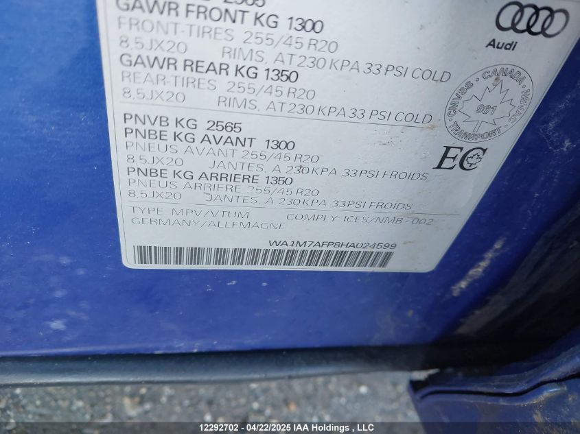 2017 Audi Q5 Technik/S-Line VIN: WA1M7AFP8HA024599 Lot: 12292702