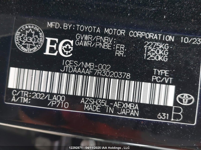 2024 Toyota Crown Xle/Limited VIN: JTDAAAAF7R3020378 Lot: 12292871