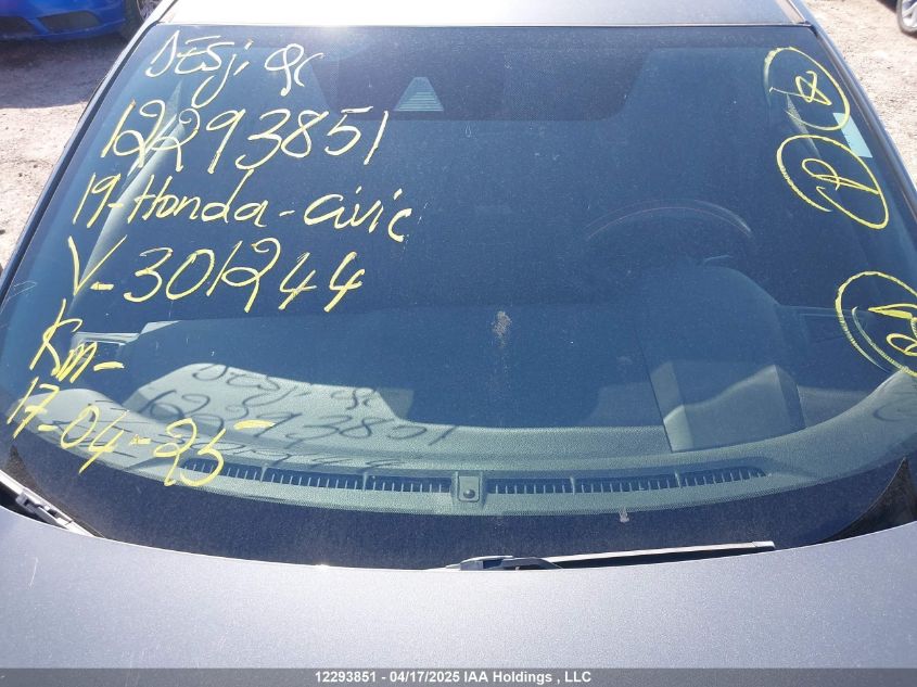 2019 Honda Civic Hatchback VIN: SHHFK7H49KU301244 Lot: 12293851