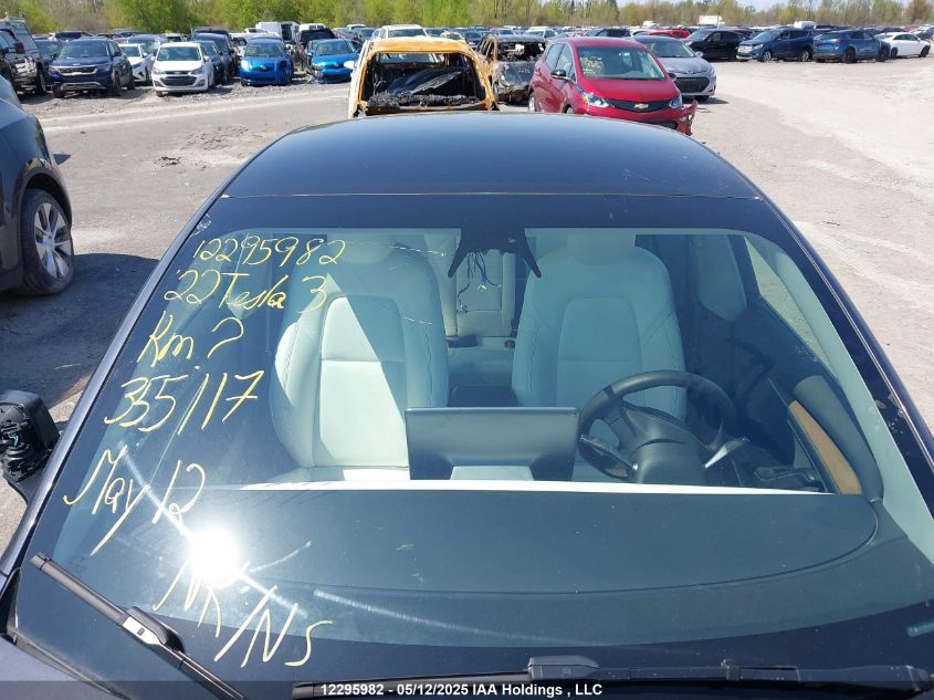 2022 Tesla Model 3 VIN: 5YJ3E1EA9NF355117 Lot: 12295982