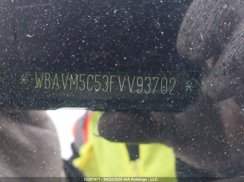 2015 BMW X1 VIN: WBAVM5C53FVV93702 Lot: 12297471