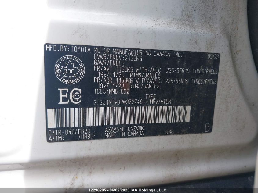 2023 Toyota Rav4 Adventure/Trd Off Road VIN: 2T3J1RFV8PW372748 Lot: 12298285