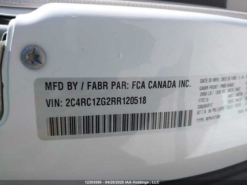 2024 Chrysler Grand Caravan Sxt VIN: 2C4RC1ZG2RR120518 Lot: 12303580