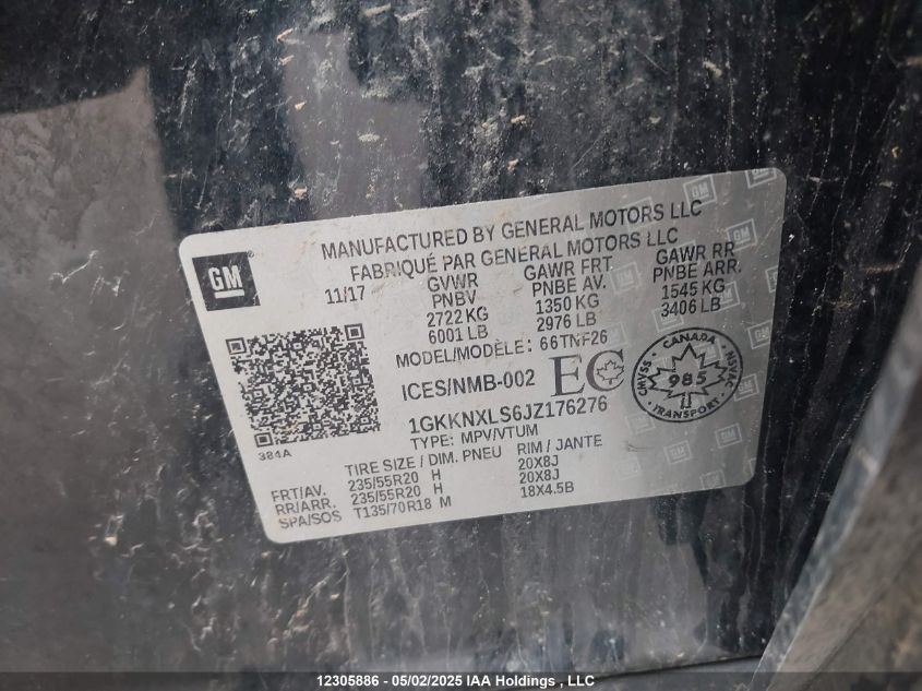 2018 GMC Acadia Denali VIN: 1GKKNXLS6JZ176276 Lot: 12305886