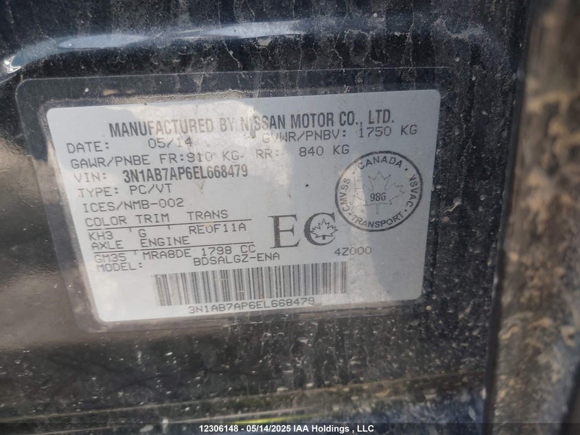 3N1AB7AP6EL668479 2014 NISSAN SENTRA photo no. 9