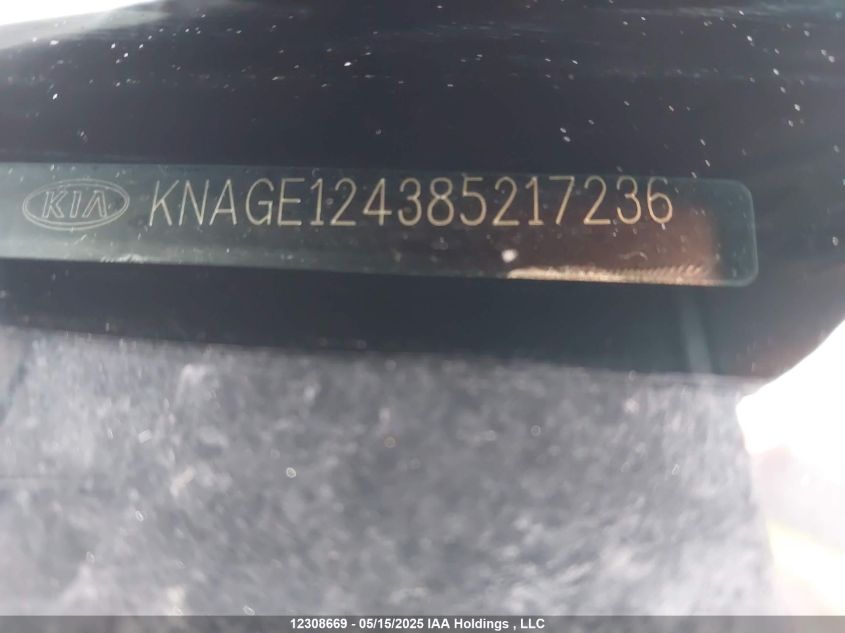 2008 Kia Optima Lx/Ex VIN: KNAGE124385217236 Lot: 12308669