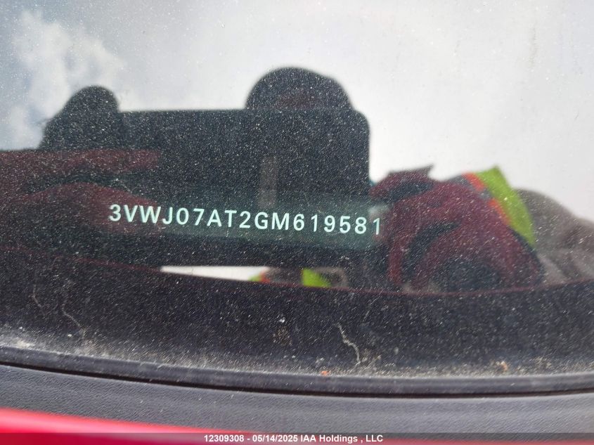 2016 Volkswagen Beetle Se/Sel VIN: 3VWJ07AT2GM619581 Lot: 12309308