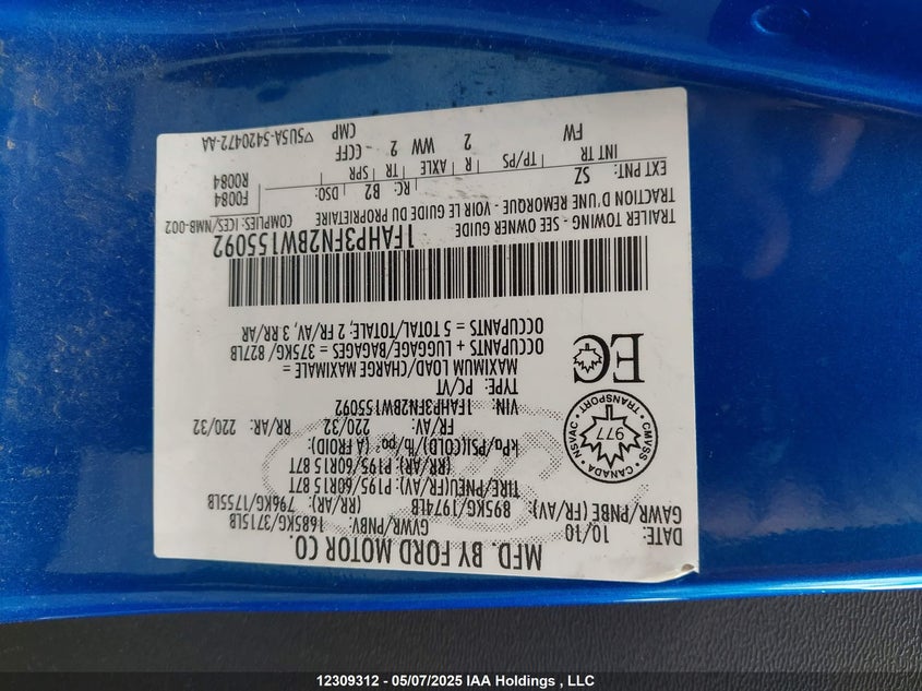1FAHP3FN2BW155092 2011 FORD FOCUS photo no. 9