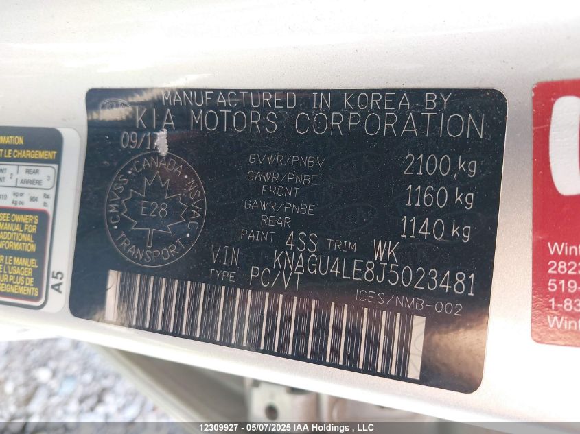 2018 Kia Optima VIN: KNAGU4LE8J5023481 Lot: 12309927