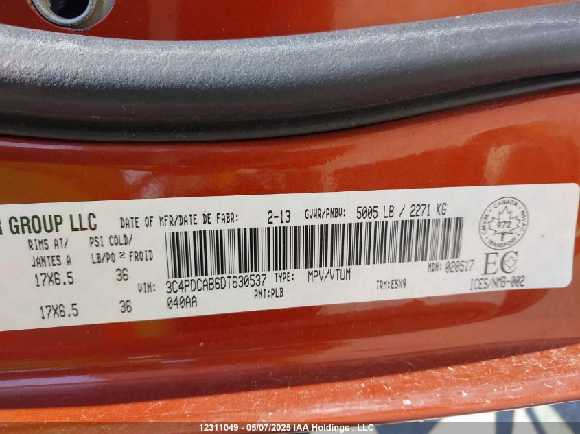 2013 Dodge Journey Cvp/Se Plus VIN: 3C4PDCAB6DT630537 Lot: 12311049