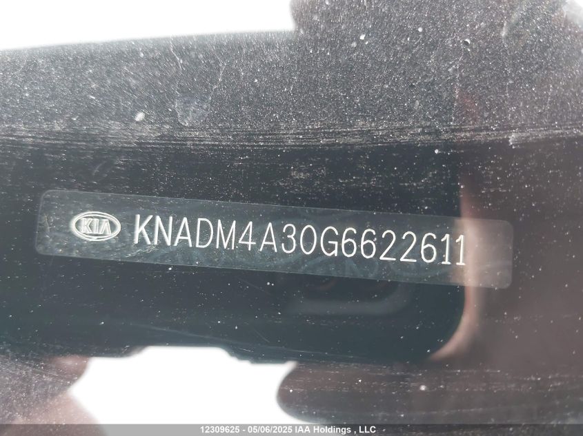 2016 Kia Rio Ex/Ex+ W/Sunroof/Lx/Lx+/Lx+ Eco/Sx VIN: KNADM4A30G6622611 Lot: 12309625X