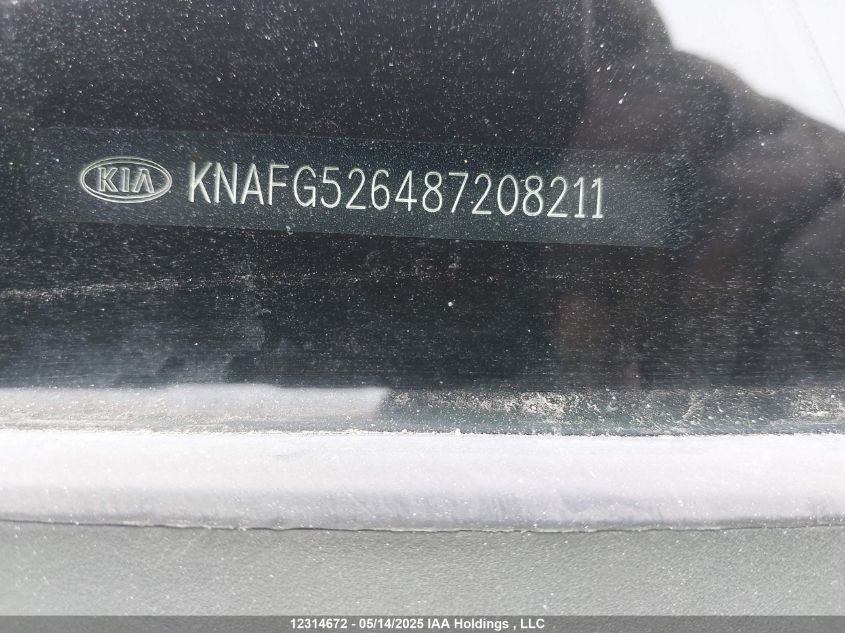 2008 Kia Rondo VIN: KNAFG526487208211 Lot: 12314672