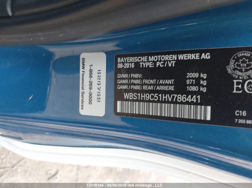 2017 BMW M2 VIN: WBS1H9C51HV786441 Lot: 12316194