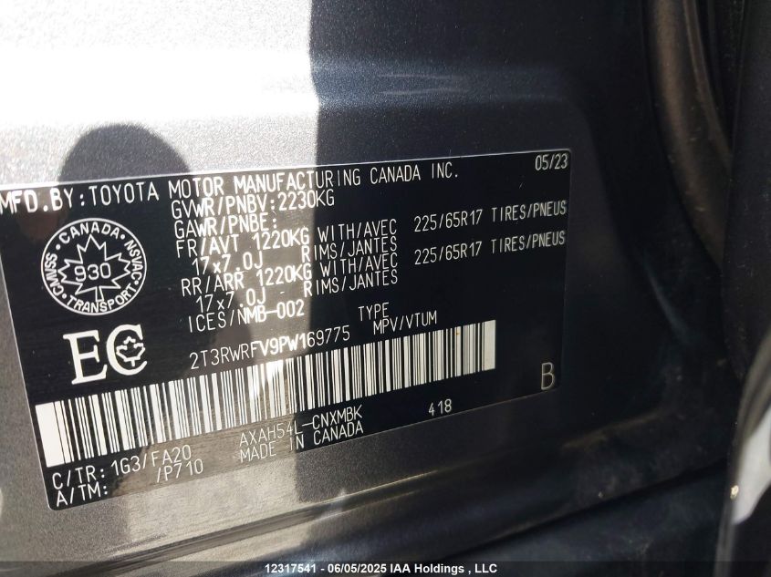 2023 Toyota Rav4 Xle/Woodland Edition VIN: 2T3RWRFV9PW169775 Lot: 12317541