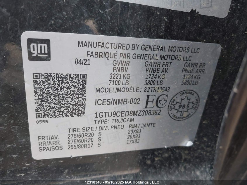 1GTU9CED8MZ308362 2021 GMC SIERRA photo no. 19