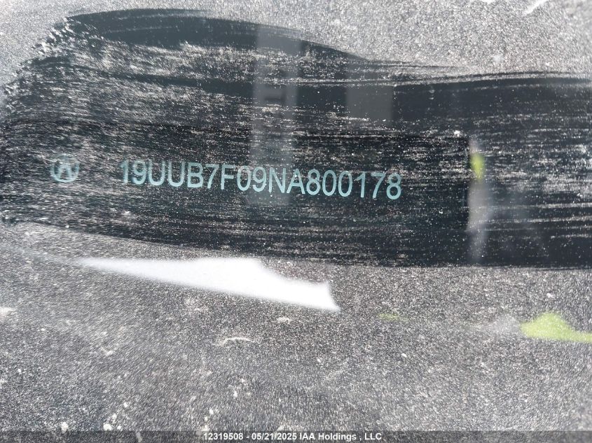 2022 Acura Tlx VIN: 19UUB7F09NA800178 Lot: 12319508