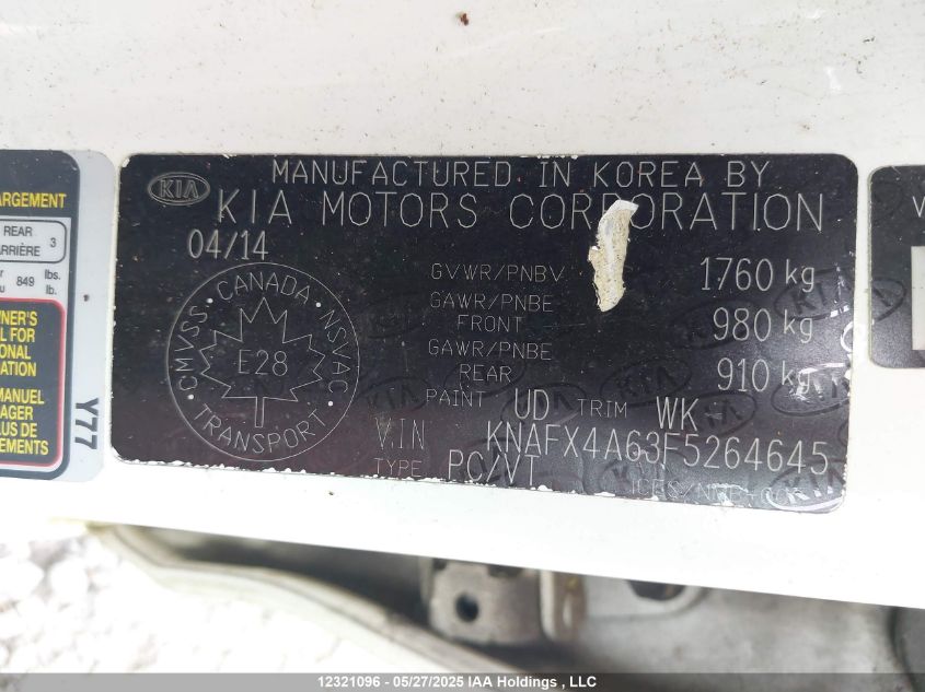 2015 Kia Forte VIN: KNAFX4A63F5264645 Lot: 12321096
