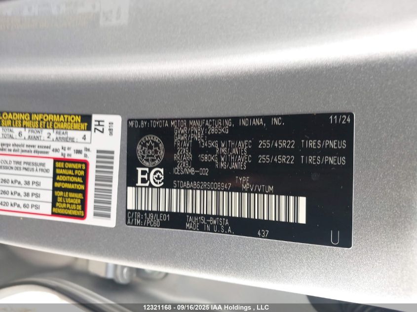 2024 Lexus Tx 500H VIN: 5TDABAB62RS006947 Lot: 12321168