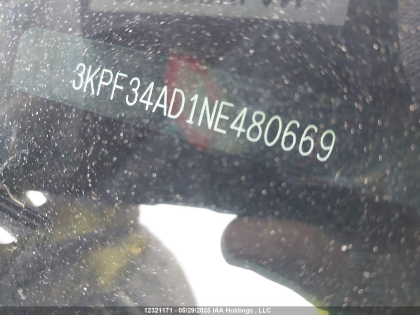 2022 Kia Forte VIN: 3KPF34AD1NE480669 Lot: 12321171