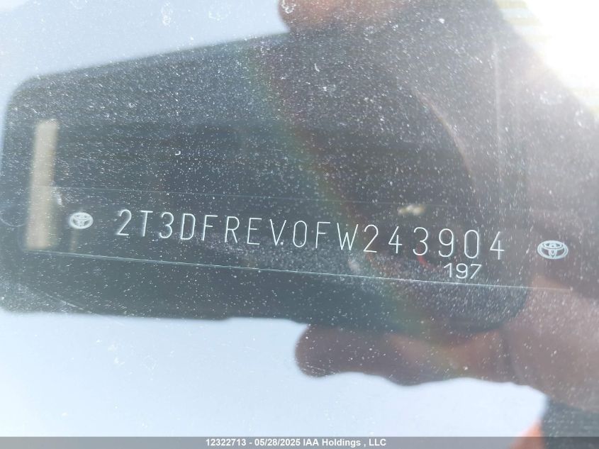 2015 Toyota Rav4 Limited VIN: 2T3DFREV0FW243904 Lot: 12322713