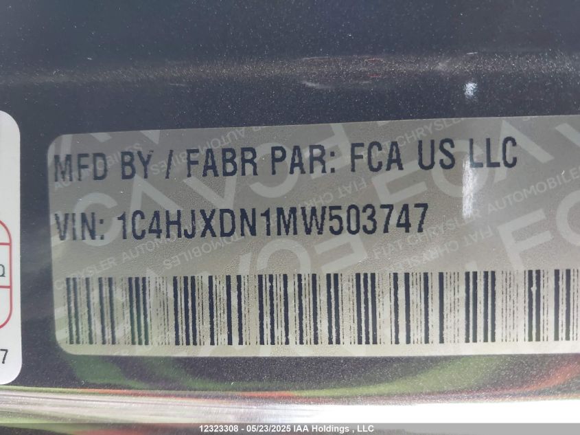 2021 Jeep Wrangler Unlimited Willys VIN: 1C4HJXDN1MW503747 Lot: 12323308