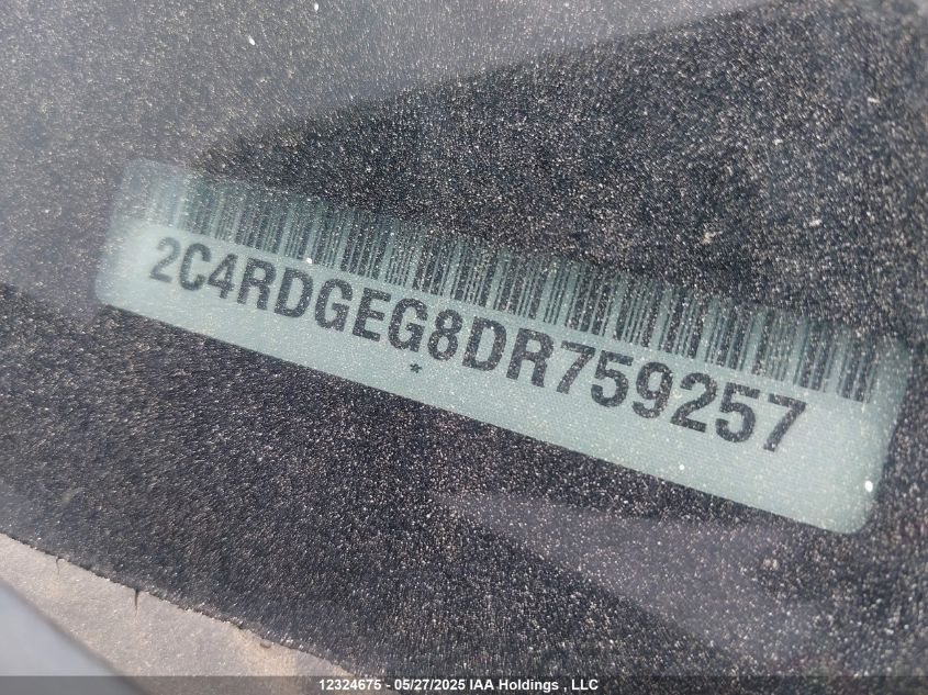 2013 Dodge Grand Caravan R/T VIN: 2C4RDGEG8DR759257 Lot: 12324675