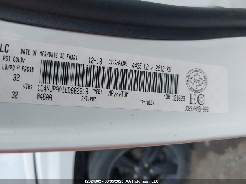 1C4NJPAA1ED662219 2014 JEEP LIBERTY (PATRIOT) photo no. 9