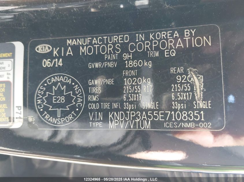 2014 Kia Soul VIN: KNDJP3A55E7108351 Lot: 12324965