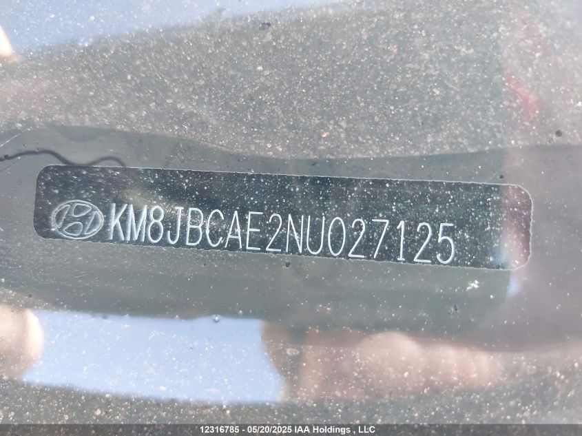 2022 Hyundai Tucson Preferred Awd VIN: KM8JBCAE2NU027125 Lot: 12316785X