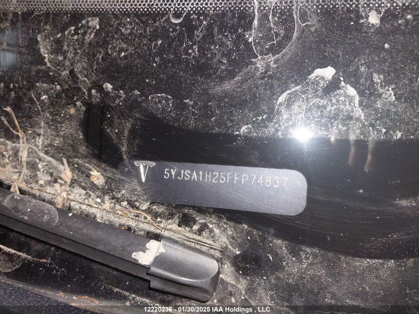 2015 Tesla Model S 70D/85D/P85D VIN: 5YJSA1H25FFP74837 Lot: 12220236X