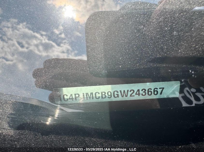 2016 Jeep Cherokee North VIN: 1C4PJMCB9GW243667 Lot: 12326533