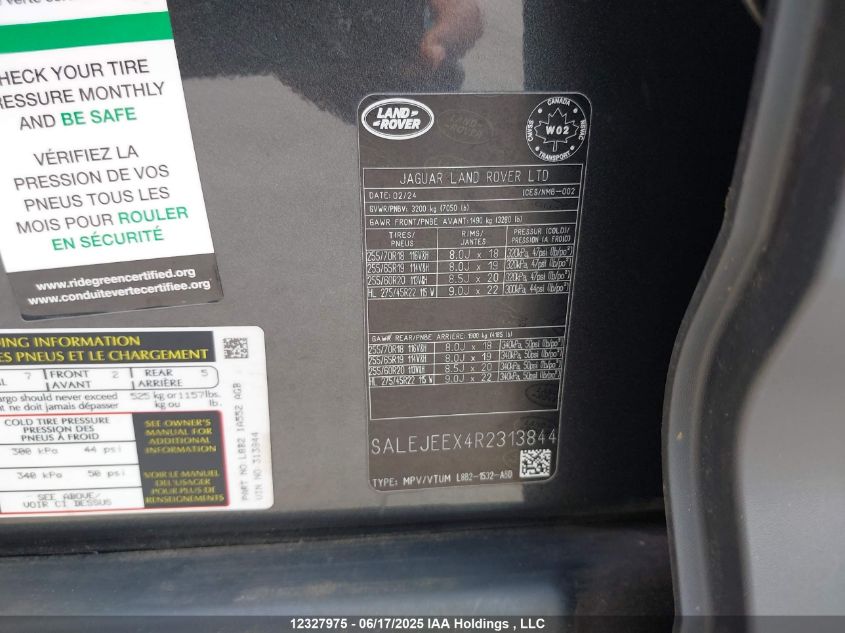 LAND ROVER DEFENDER 2024 SALEJEEX4R2313844 Photo 9