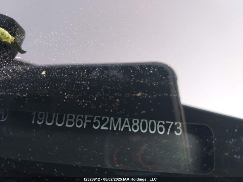 2021 Acura Tlx Tech A VIN: 19UUB6F52MA800673 Lot: 12328912
