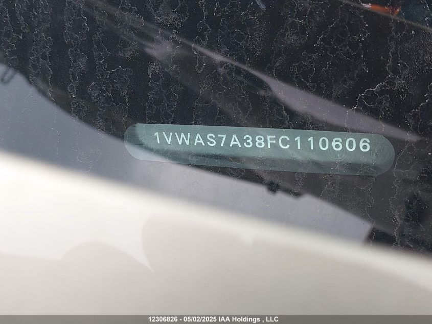 2015 Volkswagen Passat 1.8 Tsi Trendline VIN: 1VWAS7A38FC110606 Lot: 12306826X