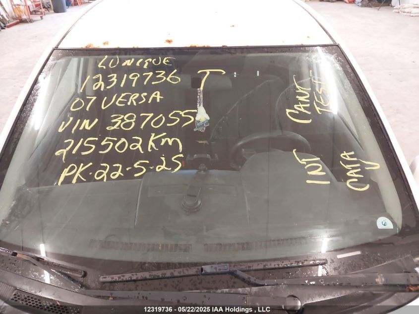 2007 Nissan Versa 1.8Sl VIN: 3N1BC13EX7L387055 Lot: 12319736X