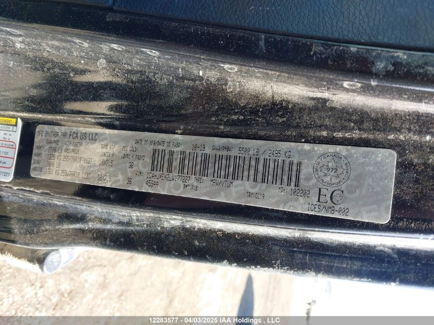 2020 Jeep Wrangler Unlimited Sahara VIN: 1C4HJXEN2LW177227 Lot: 12283577X