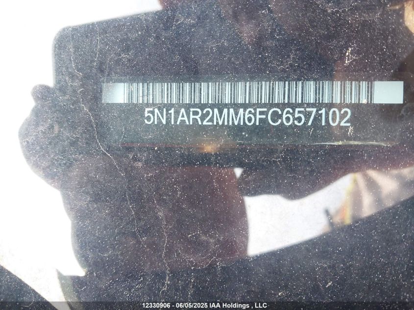 2015 Nissan Pathfinder Sv VIN: 5N1AR2MM6FC657102 Lot: 12330906