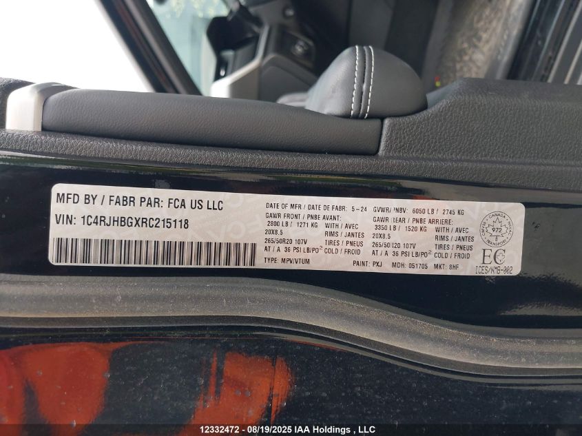 2024 Jeep Grand Cherokee VIN: 1C4RJHBGXRC215118 Lot: 12332472